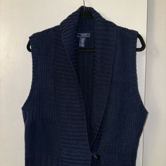 Chaps Denim Women’s Chunky Knit Button Front Sweater Vest Size XL EUC - Picture 3 of 9